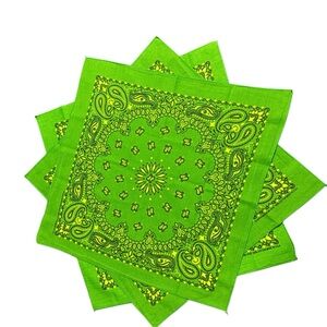 Lot of Three John Deer Green Paisley Bandanas  100 % cotton 21” x 21” Square